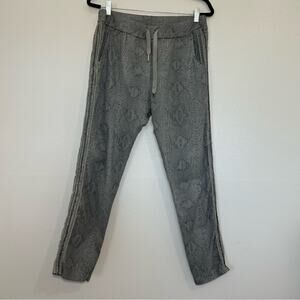 Venti6 Snake Print Gray Drawstring Joggers Crochet Side Stripe Detail Size Large